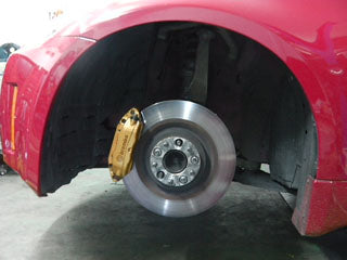 Z33 to Z34 Akebono/355mm FRONT rotor "Inch up" conversion bracket for OEM Brembo calipers, track use, PAIR