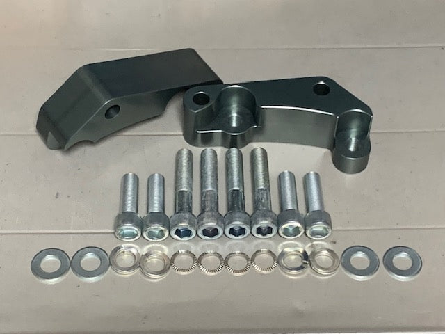 Z33 to Z34 Akebono/355mm FRONT rotor "Inch up" conversion bracket for OEM Brembo calipers, track use, PAIR